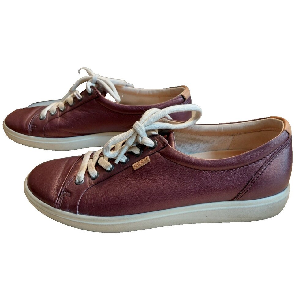 ECCO Soft 7 Womens 42 US 11 Burgundy Leather Sneakers Lace Up 430003